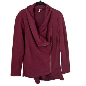 French Terry Asymmetrical Zip Fitted Tailored Jacket Long Sleeve Soft Large EUC